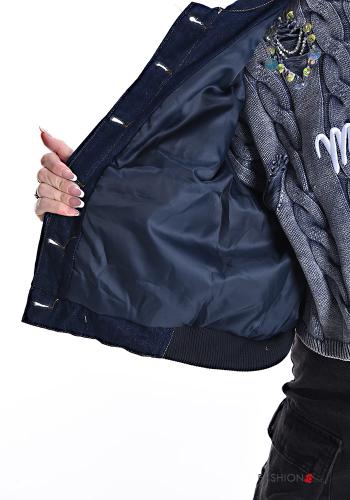 Denim mit kragen Jacke mit Knöpfen mit Taschen - ph 6