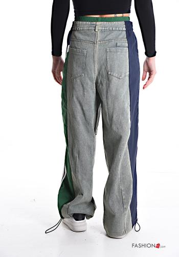Denim wide leg Hose aus Baumwolle mit Taschen mit gummizug - ph 2