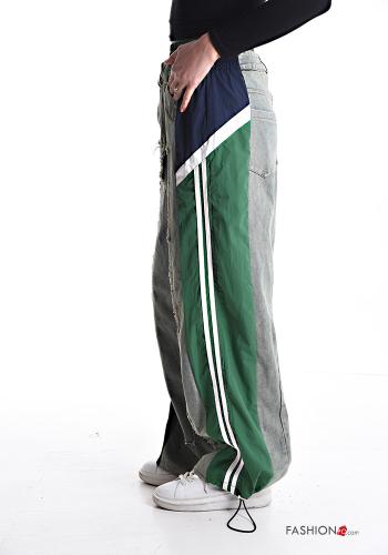 Denim wide leg Hose aus Baumwolle mit Taschen mit gummizug - ph 3