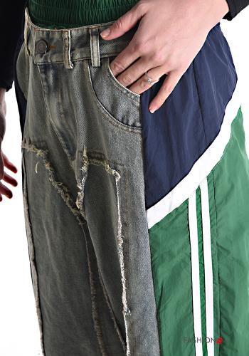 Denim wide leg Hose aus Baumwolle mit Taschen mit gummizug - ph 4