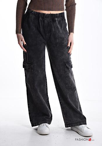 Jeans in Cotone con tasche con elastico