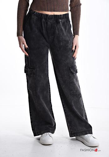 Jeans aus Baumwolle mit Taschen mit gummizug - ph 1