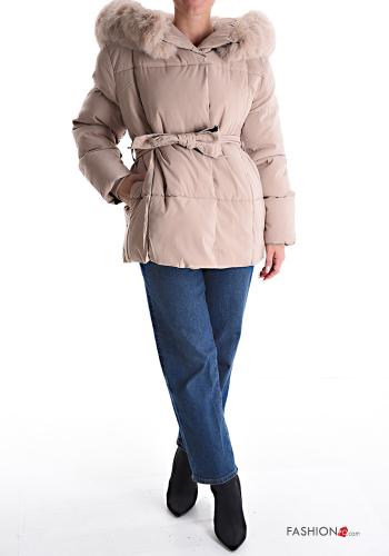 Puffer Jacket with belt with buttons with hood with pockets - ph 5