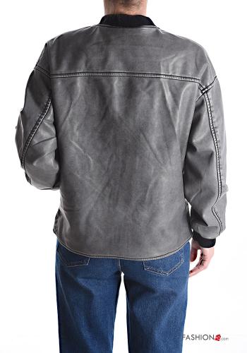 faux leather Bomber Jacket with pockets with zip - ph 2