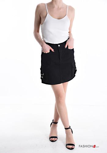 Minigonna in Cotone denim con tasche con bottoni con zip - ph 5
