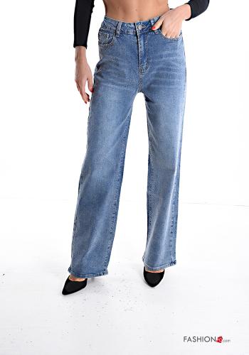 Jeans aus Baumwolle mit Knöpfen mit Reißverschluss mit Taschen - ph 1