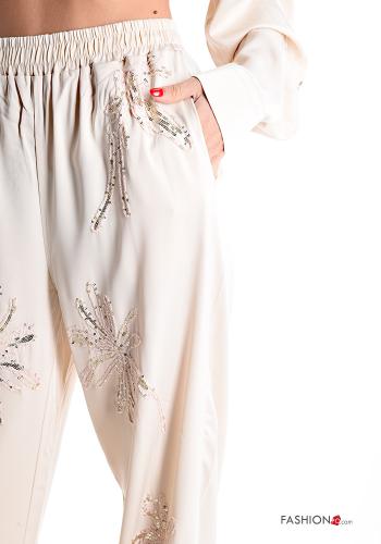 Coordinato in Cotone maniche lunghe con colletto Fantasia ricamata con elastico con tasche con paillettes con bottoni - ph 4
