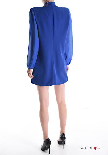 Vestido doble botonadura mangas de tul con cuello en v - ph 2