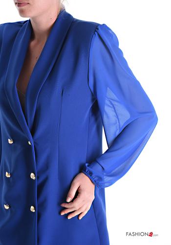Vestido doble botonadura mangas de tul con cuello en v - ph 4