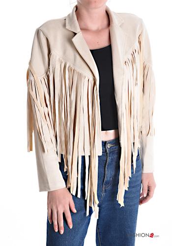 Veste Suède à franges sans doublure - ph 1