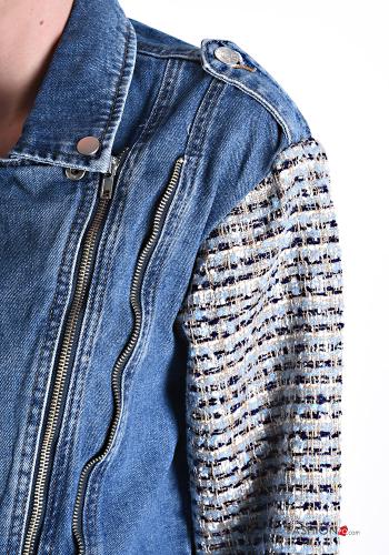 denim long sleeve Cotton Biker Jacket with pockets with zip - ph 4