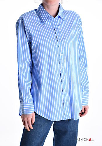 Camicia in Cotone maniche lunghe con colletto Fantasia righe con bottoni - ph 1