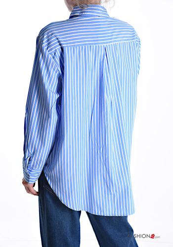 Camicia in Cotone maniche lunghe con colletto Fantasia righe con bottoni - ph 2