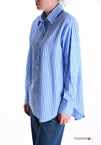 Camicia in Cotone maniche lunghe con colletto Fantasia righe con bottoni - ph 3
