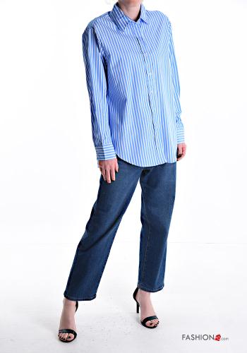 Camicia in Cotone maniche lunghe con colletto Fantasia righe con bottoni - ph 5
