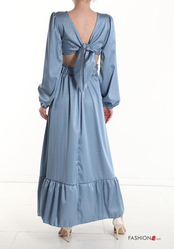 Robe longue à col en V avec fonte à volants - ph 2