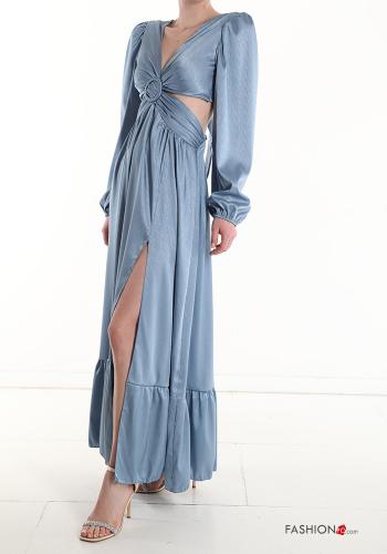 Robe longue à col en V avec fonte à volants - ph 3