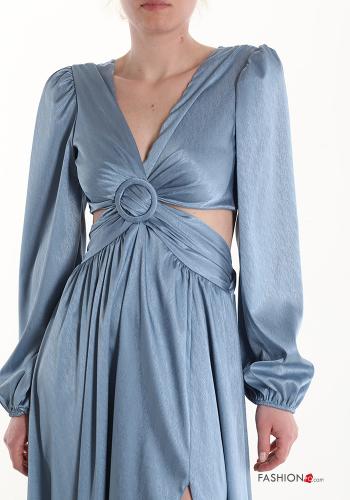 Robe longue à col en V avec fonte à volants - ph 4