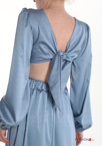 Robe longue à col en V avec fonte à volants - ph 5