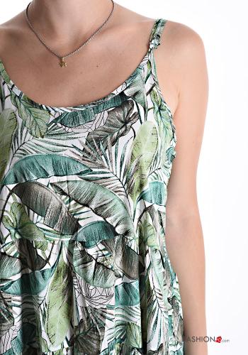 Robe courte à dos nu sans manches Imprimé feuilles - ph 4