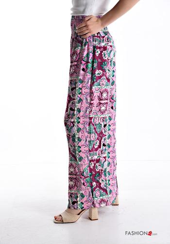 Pantalone wide leg Fantasia astratta con elastico - ph 3