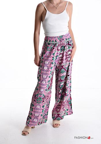 Pantalone wide leg Fantasia astratta con elastico - ph 5