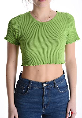 short sleeve crew neck Ribbed mini Top