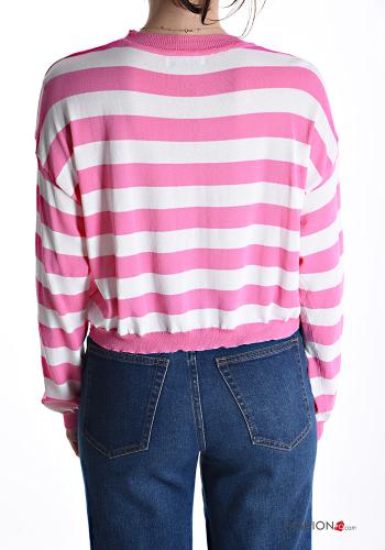 Maglione corto maniche lunghe girocollo Fantasia righe - ph 2