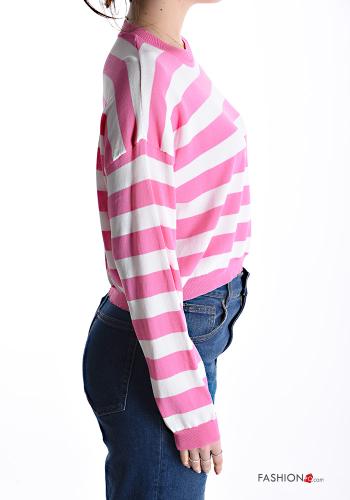 Maglione corto maniche lunghe girocollo Fantasia righe - ph 3