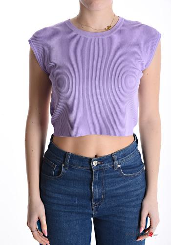 Top scollato sulla schiena costine girocollo con fiocco - ph 1