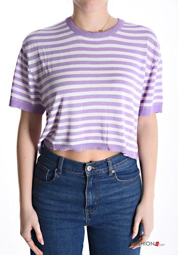 Top maniche corte girocollo Fantasia righe