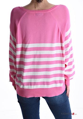 Maglietta a manica lunga Fantasia righe scollo a V - ph 2