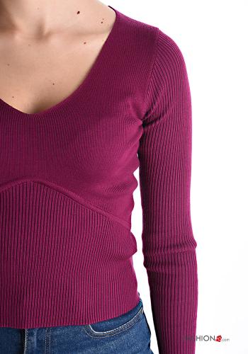 Pull Côtelé à col en V - ph 4