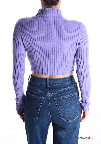 Gerippte u-boot ausschnitt kurz Strickpullover - ph 2