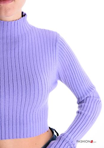 Gerippte u-boot ausschnitt kurz Strickpullover - ph 4