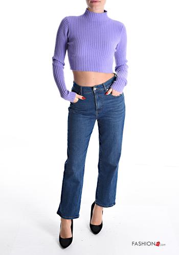 Gerippte u-boot ausschnitt kurz Strickpullover - ph 5