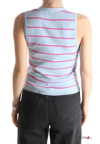 Smanicato Fantasia righe con bottoni scollo a V - ph 2