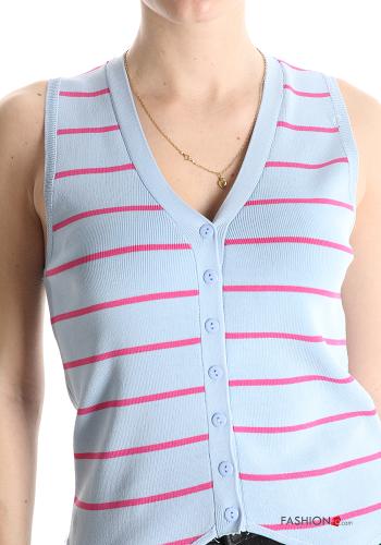 Smanicato Fantasia righe con bottoni scollo a V - ph 4