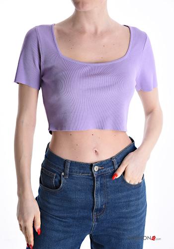 Top maniche corte corto scollo profondo