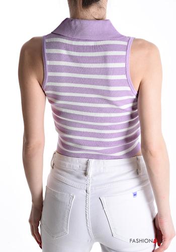Striped sleeveless with collar mini Top with bow with drawstring - ph 2