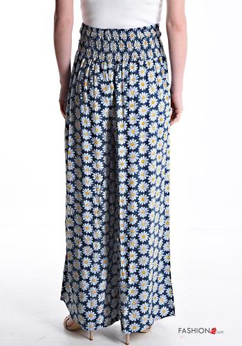 Pantalon évasé wide leg à Imprimé Floral avec élastique - ph 2