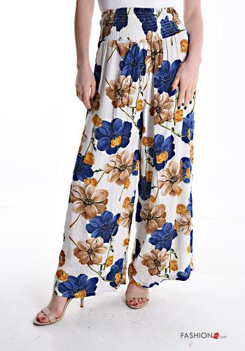 Pantalones acampanados wide leg Estampado Floral con elástico - ph 1