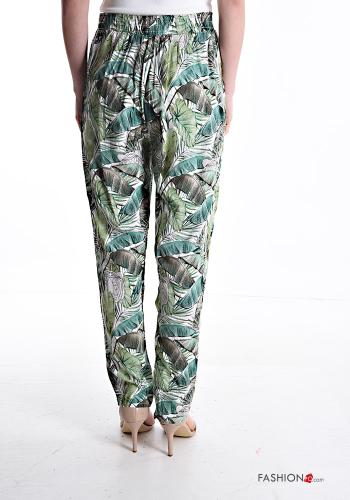 Leaf print Trousers with pockets with elastic - ph 2