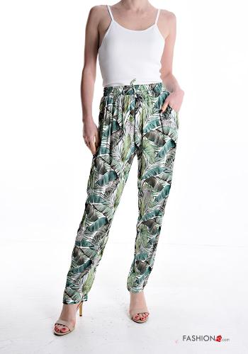Leaf print Trousers with pockets with elastic - ph 5