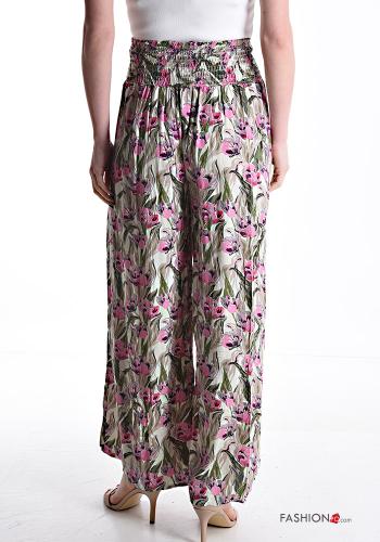 Pantalones acampanados wide leg Estampado Floral con elástico - ph 2