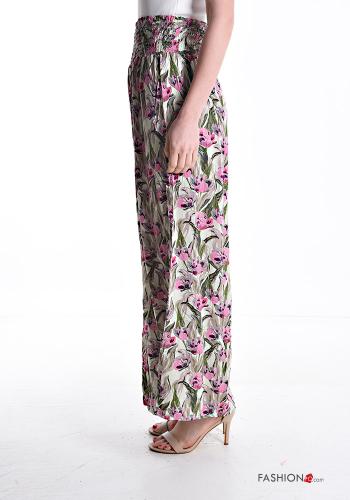 Pantalones acampanados wide leg Estampado Floral con elástico - ph 3