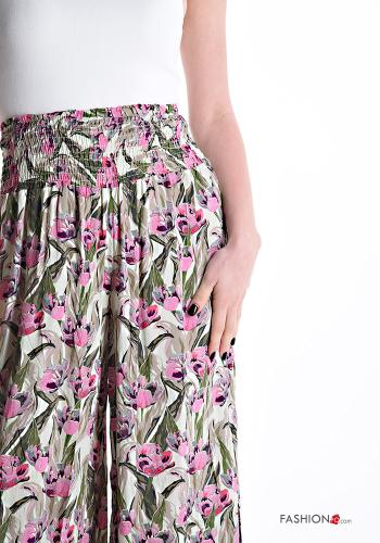 Pantalones acampanados wide leg Estampado Floral con elástico - ph 4