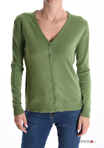 Cardigan maniche lunghe con bottoni scollo a V