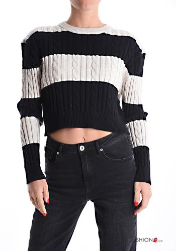 Striped long sleeve crew neck mini Sweater - ph 1