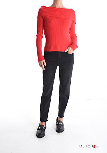 Ribbed long sleeve Cardigan bardot neckline - ph 5